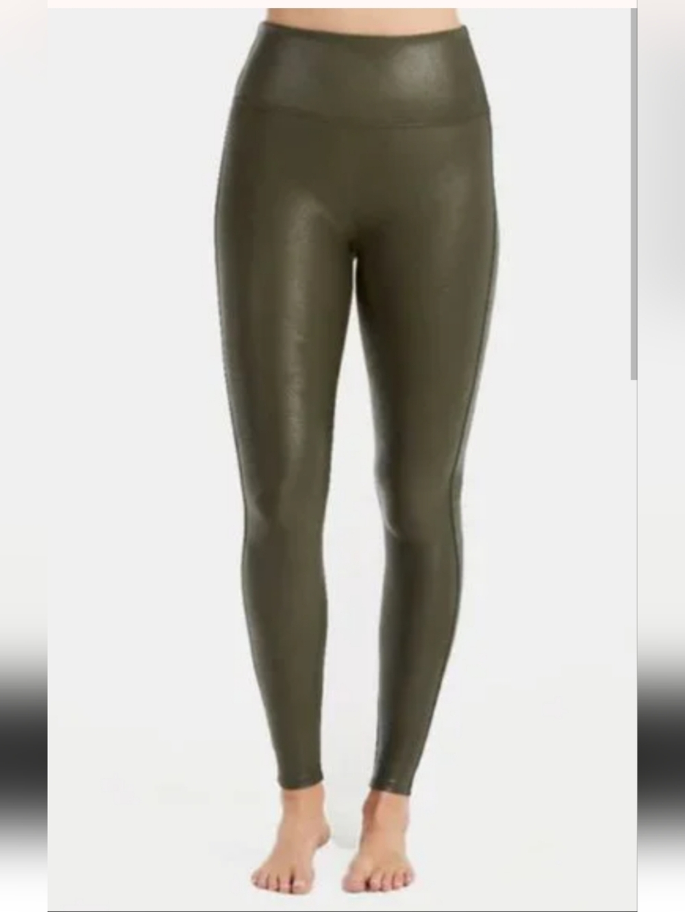 SPANX Olive Faux-Leather High-Rise Leggings